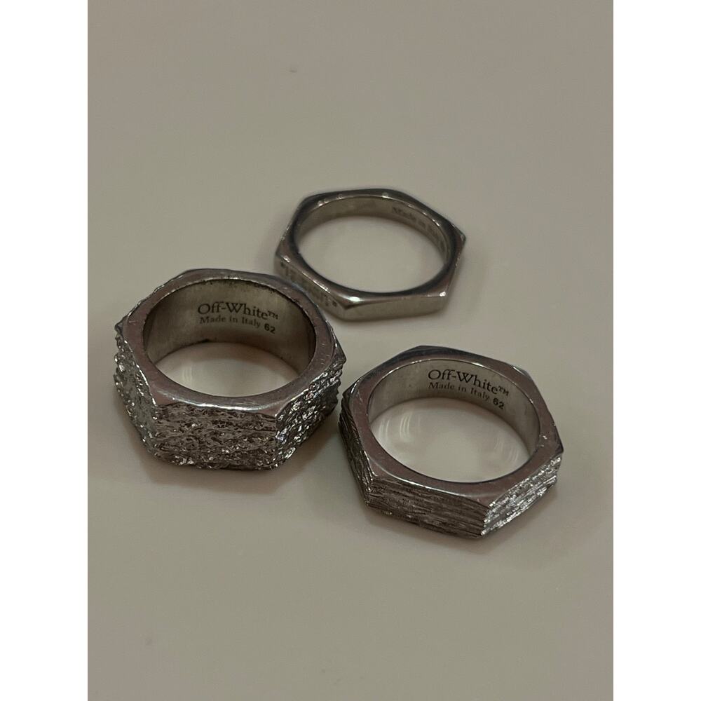 OFF-White Texturized Hexnut Bolt Rings Size 62 OMOC031F121MET0017800